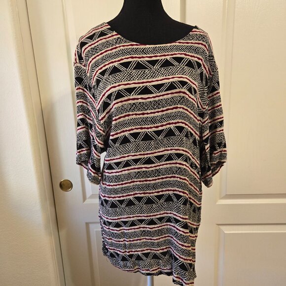 Lee David Woman's Career Casual Multicolor Tunic Top Short Sleeve Size 22/24W - Picture 7 of 11
